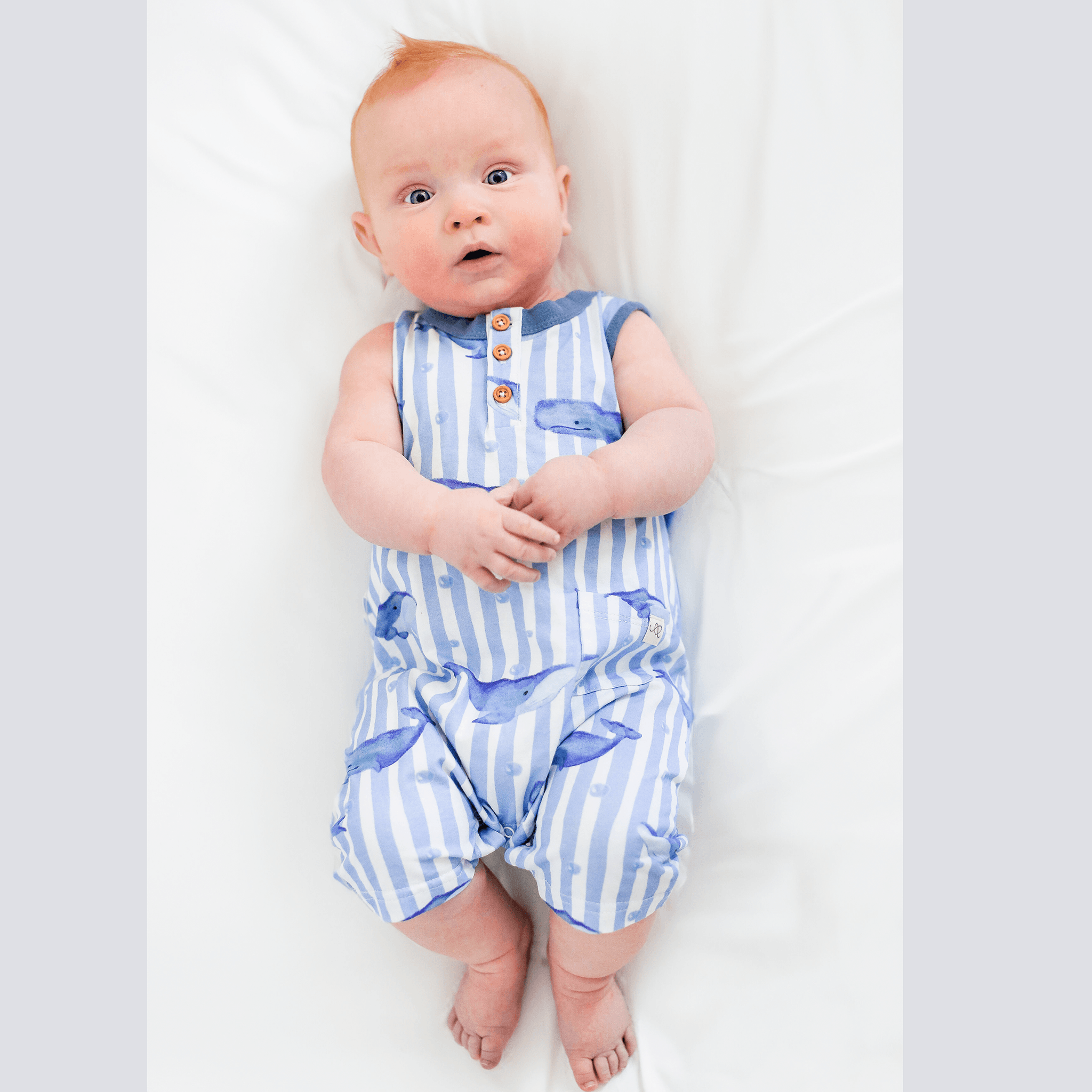 Cleo baby romper shorts | Whales