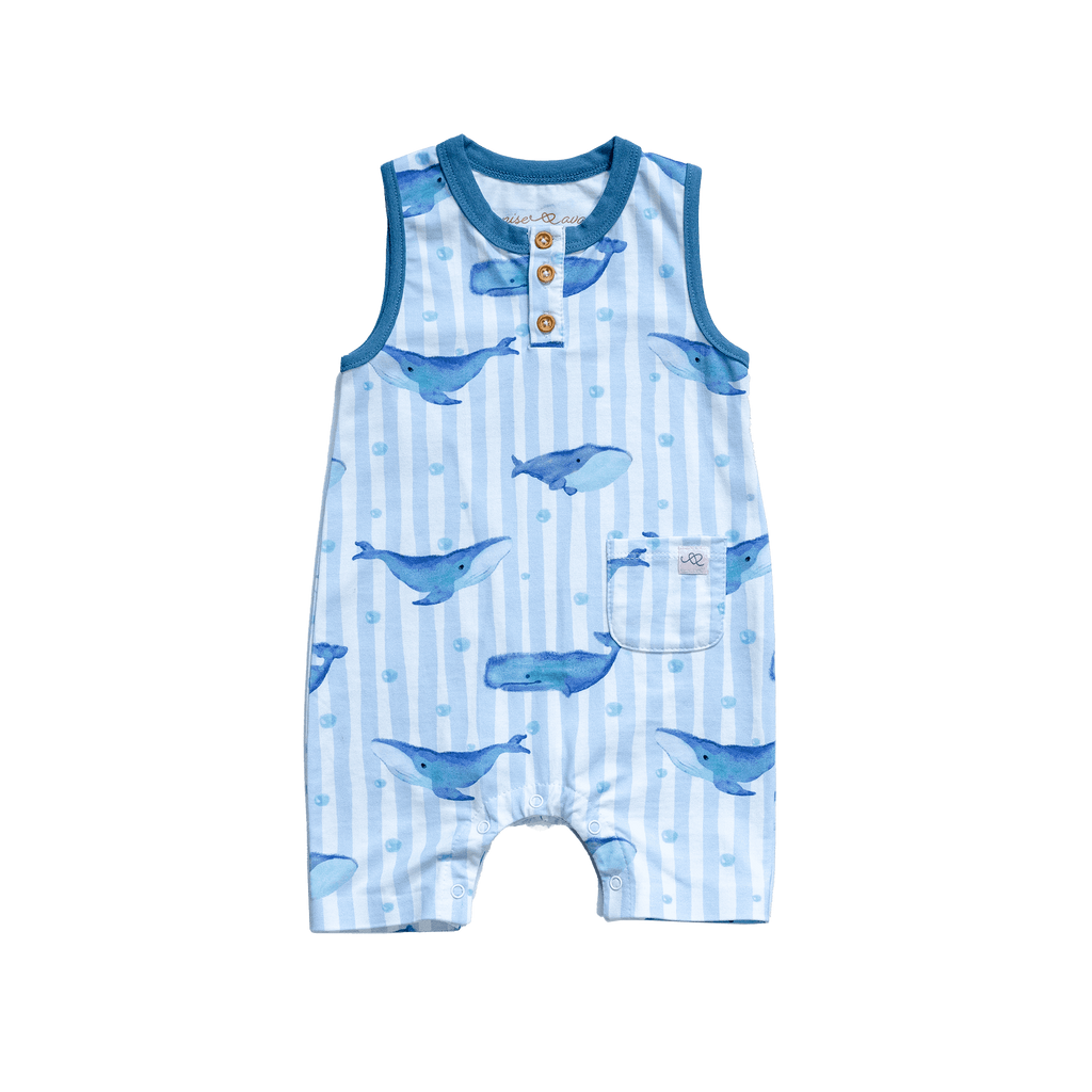 Cleo baby romper shorts | Whales