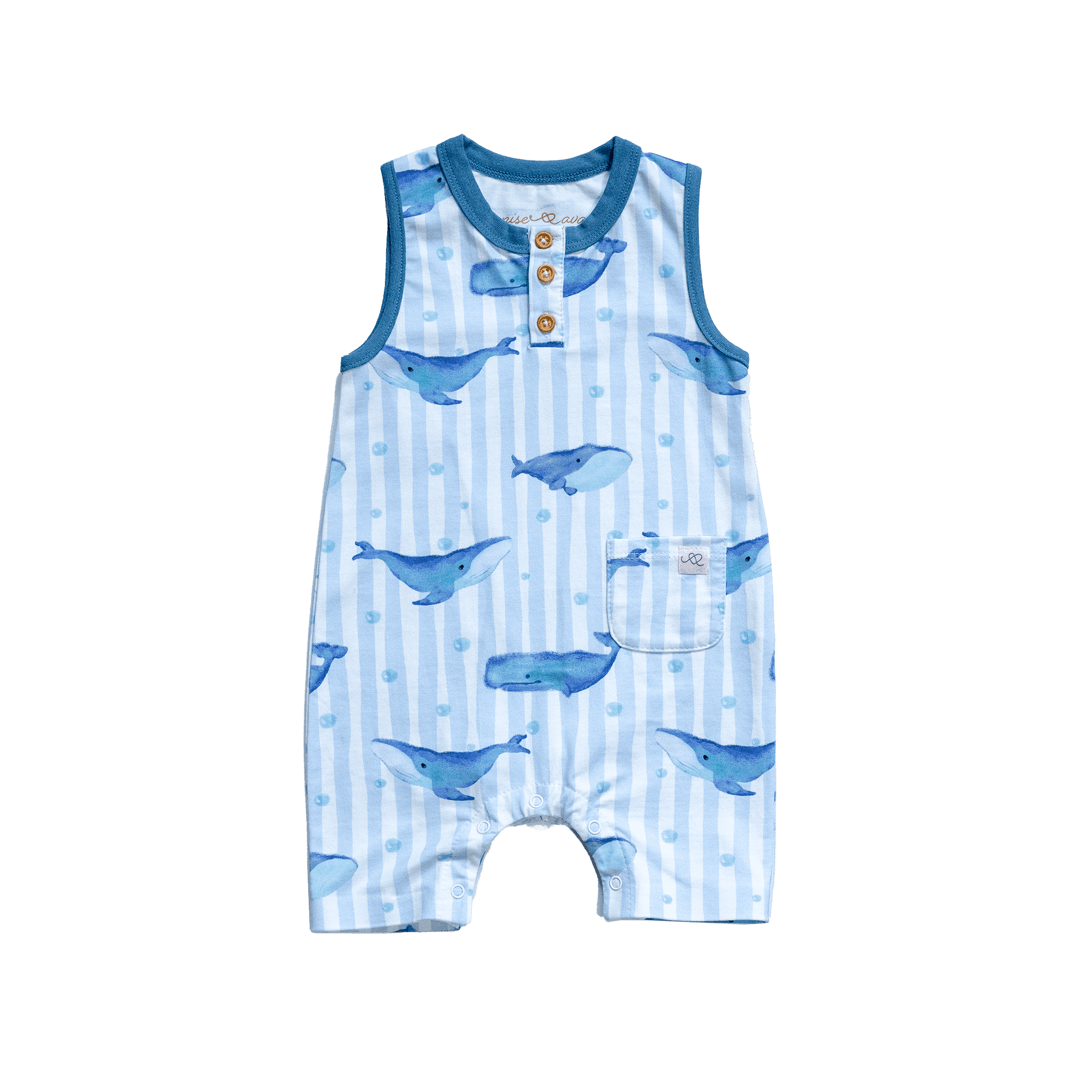 Cleo baby romper shorts | Whales