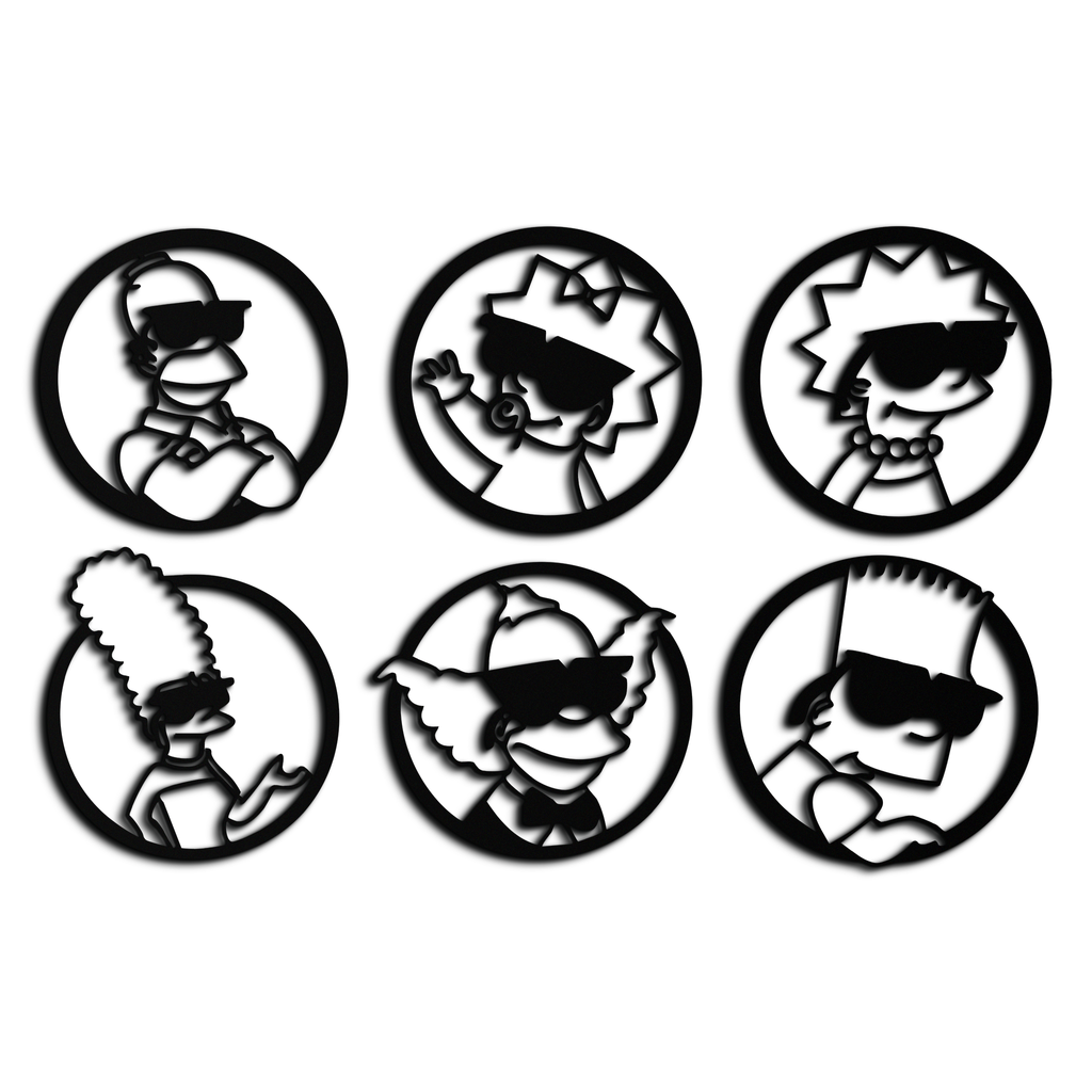 Cartoon Family Silhouette Metal Wall Art – Fun Black Modern Home Decor- KAF528