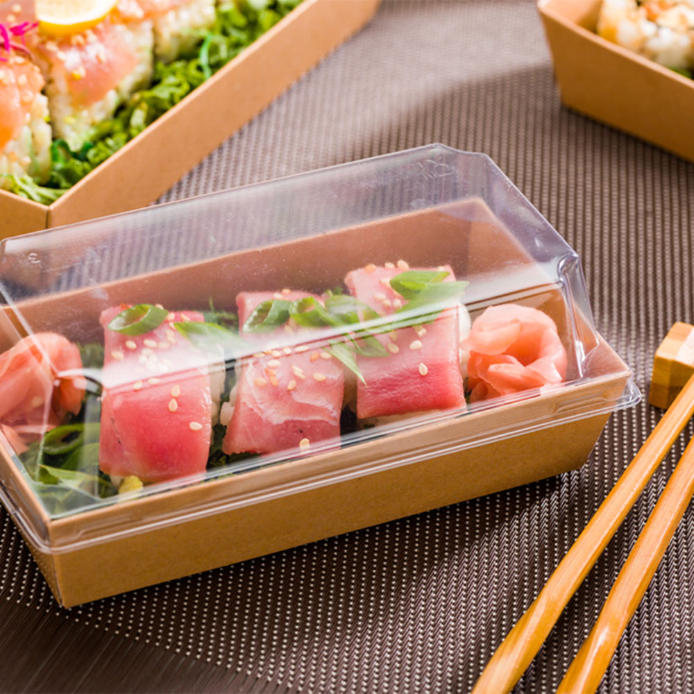 Matsuri Vision Clear Plastic Lid - Fits Medium Sushi Container - 100 count box