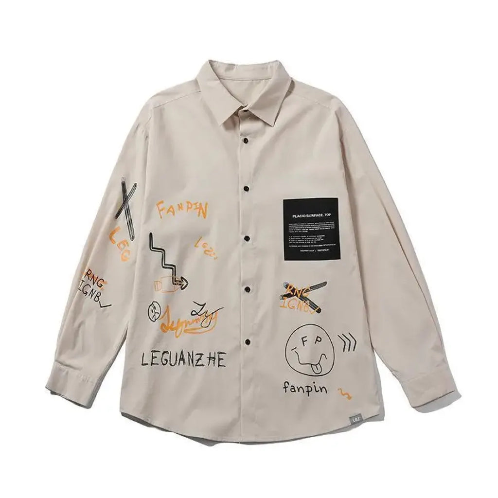 Harajuku Graphic Button Up Shirt